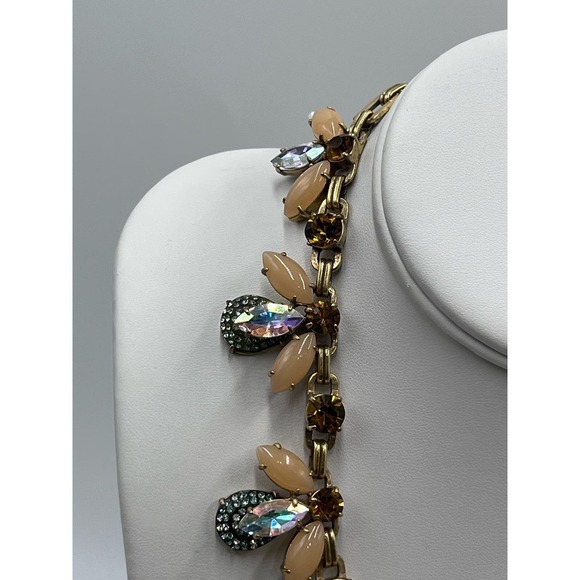 J. Crew Firefly Crystal
AB Peach Topaz Green Collar Statement Floral Necklace - Picture 7 of 16